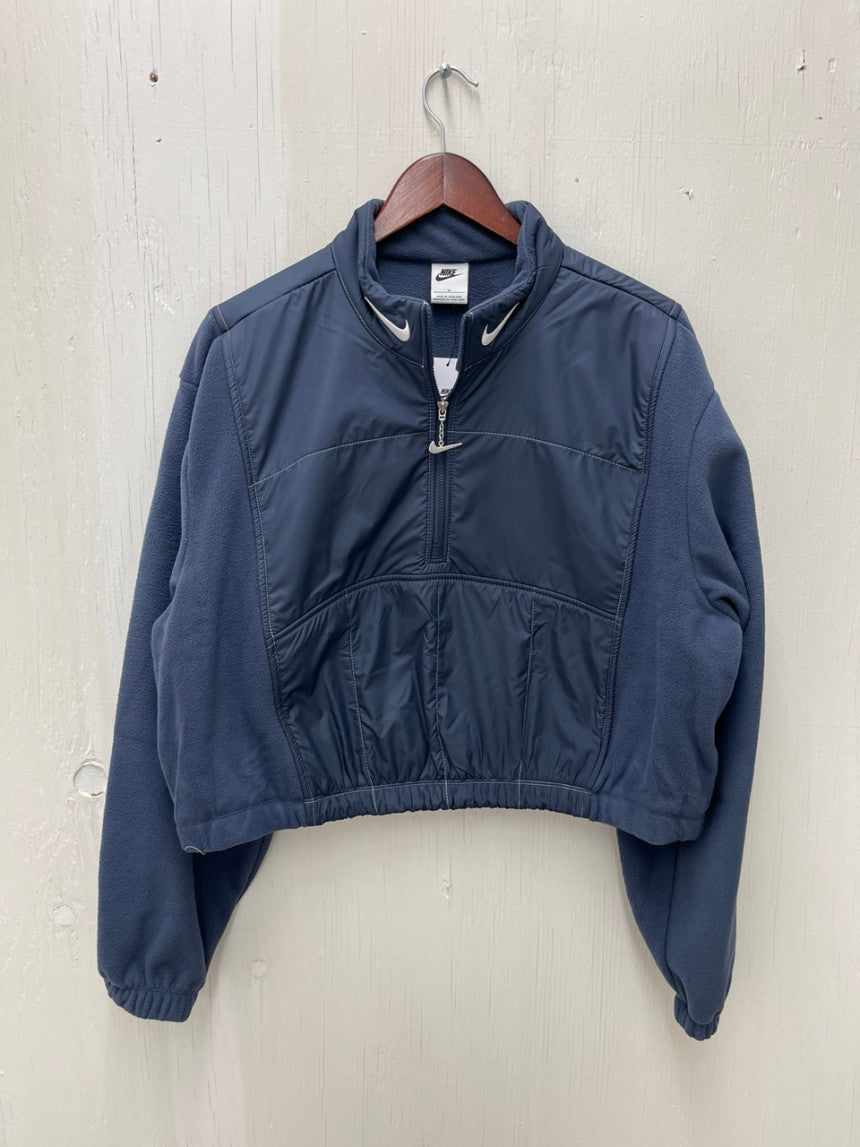 Nike Women's Sportswear Swoosh Easy Plush Half Zip Jacket Thunder Blue/White DM9218 437 N2