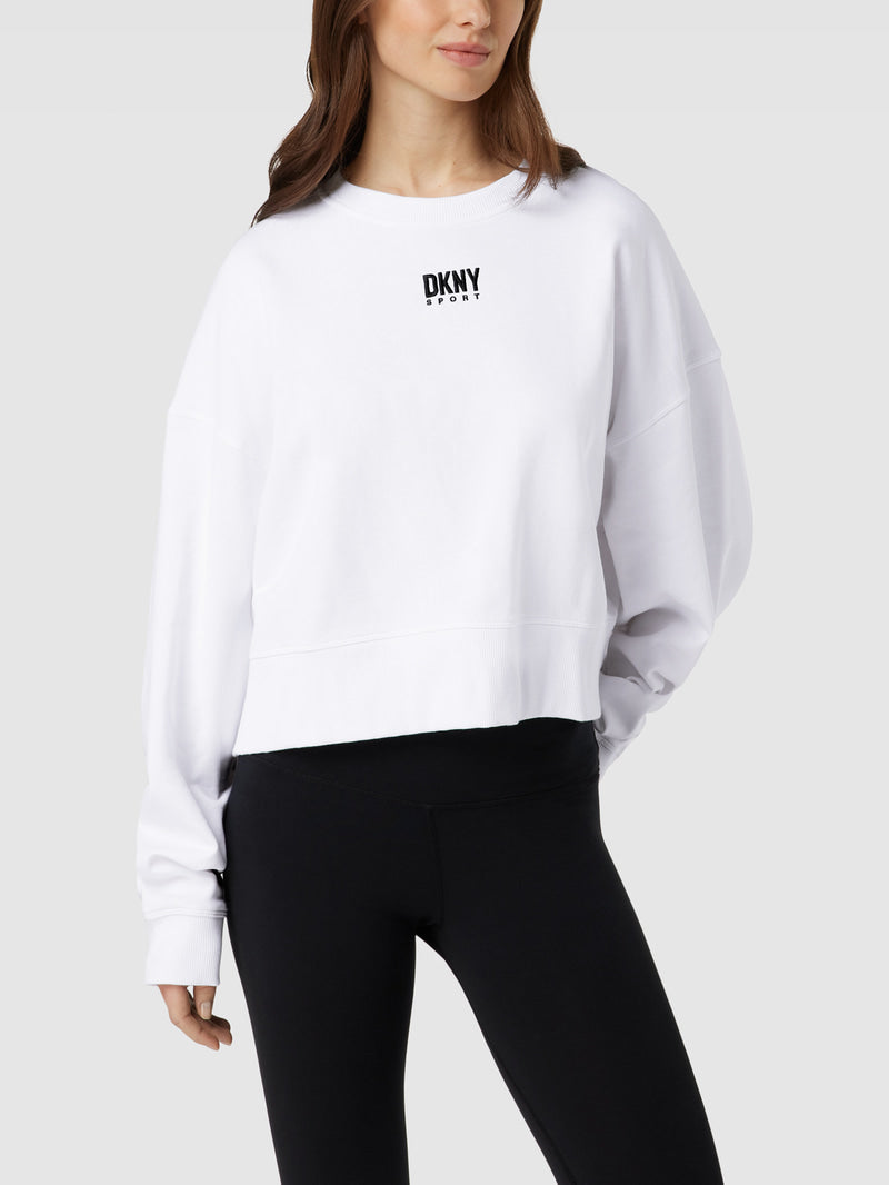 DKNY Women's Sport Balance Oversized Crewneck Sweatshirt White DP2T9241 WHT K1