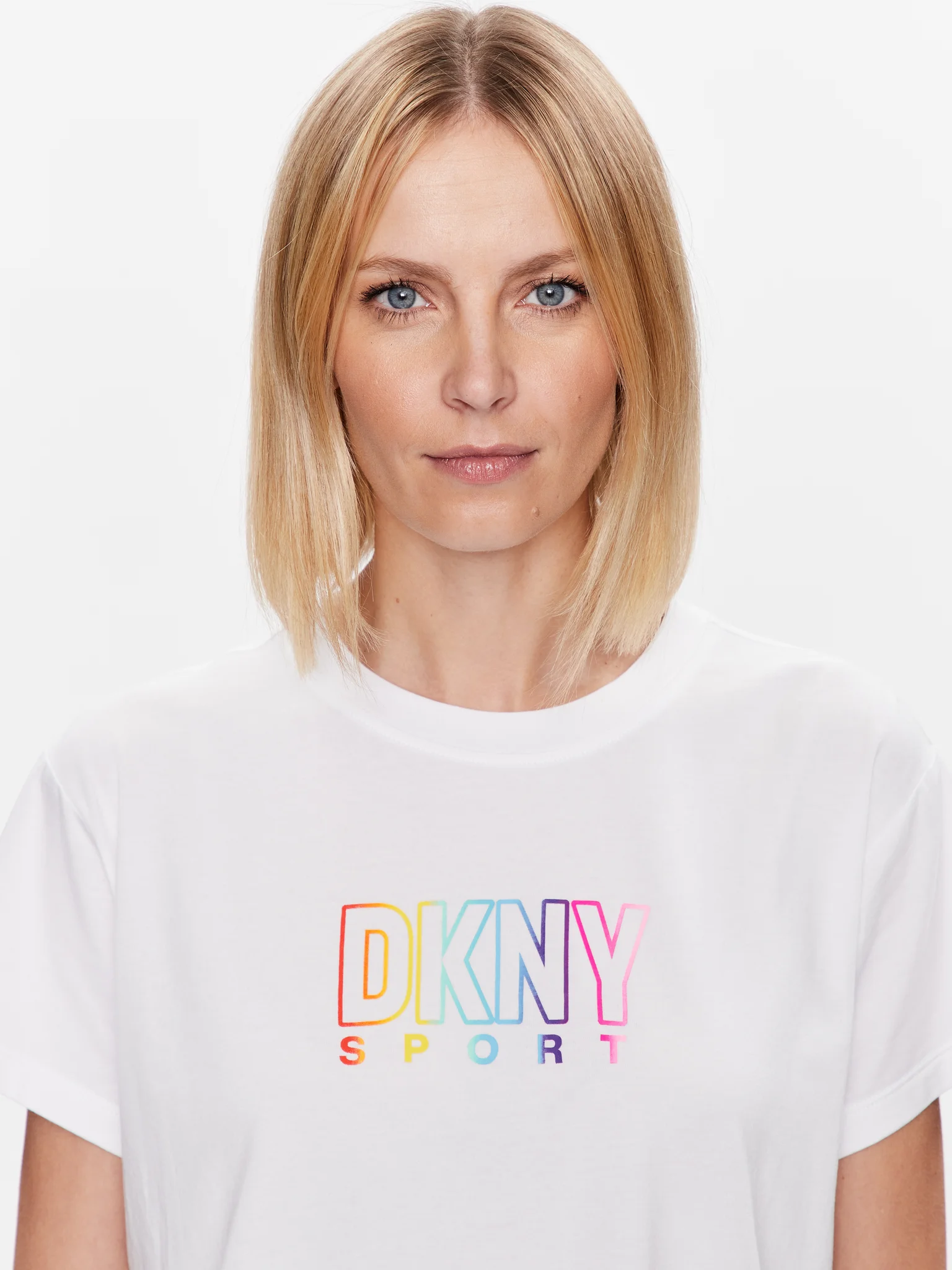 DKNY Women's Pride Outline Logo T-Shirt White DP3T8782 WHT K1