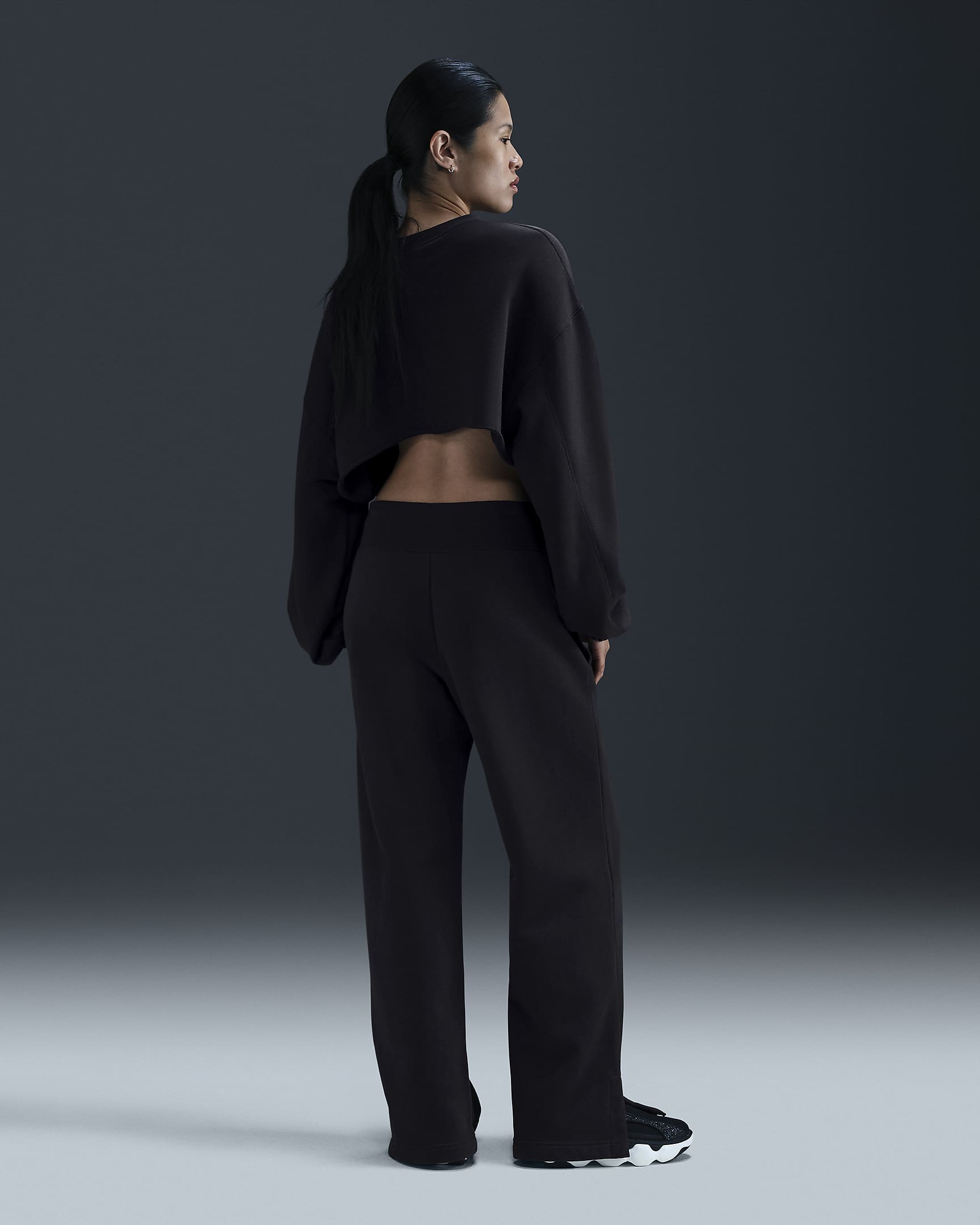 Nike Women's High-waisted Wide-Leg Phoenix Fleece joggers Black DQ5615 010 N11