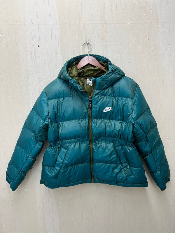 Nike Girl's Sportswear Synthetic Fill Hooded Jacket Rough Green/Laser Blue/White DR0452 326 N2