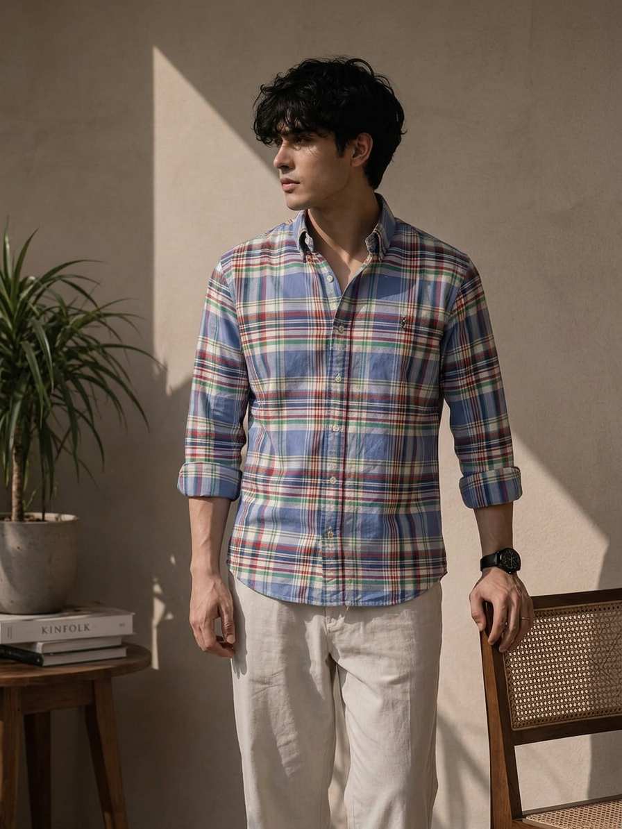 Polo Ralph Lauren Men's Multi Check Slim Fit Long Sleeve Shirt Multi 710843560001 B11