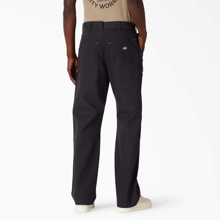 Dickies Mens Relaxed Fit Double Front Duck Pants Stonewashed Black DUR02SBK