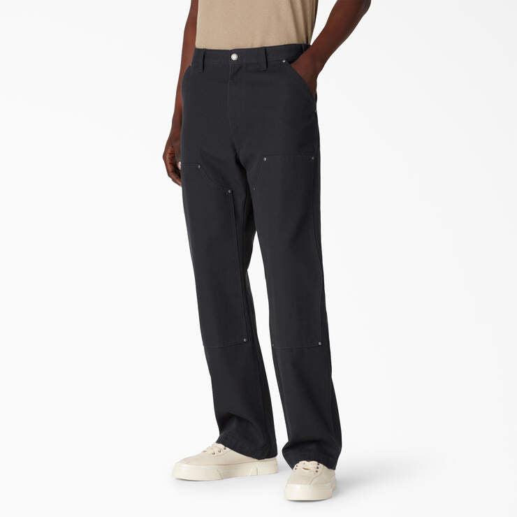 Dickies Mens Relaxed Fit Double Front Duck Pants Stonewashed Black DUR02SBK