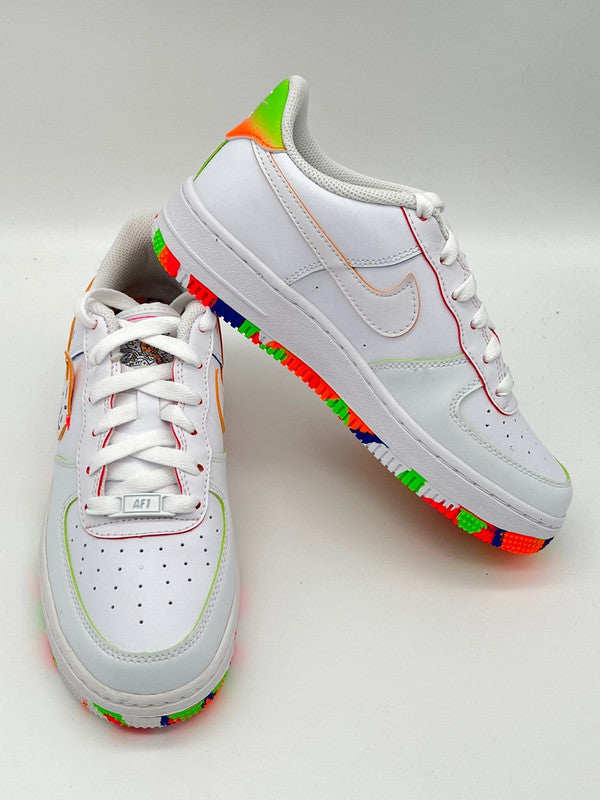 Nike Kids' Air Force 1 LV8 GS White/White White Total Orange DV1366 111 - APLAZE