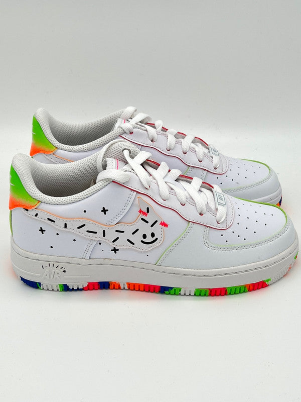 Nike Kids' Air Force 1 LV8 GS White/White White Total Orange DV1366 111 - APLAZE