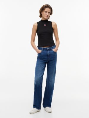 Tommy Jeans Womens Slim Fit Mockneck Tank Top Black DW23478-BDS