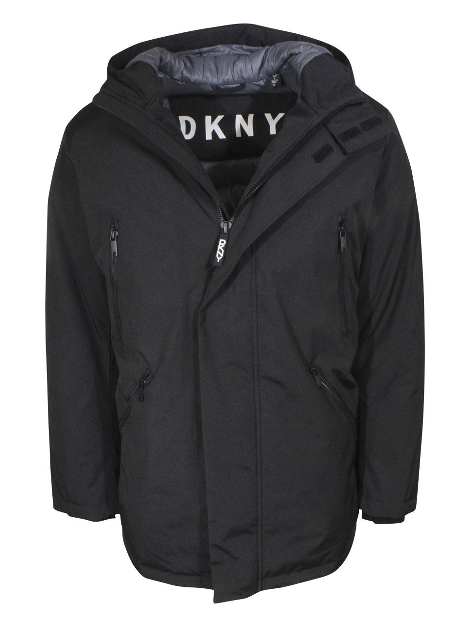 DKNY Men's Full Length Hooded Parka Black DX8OP195 K2