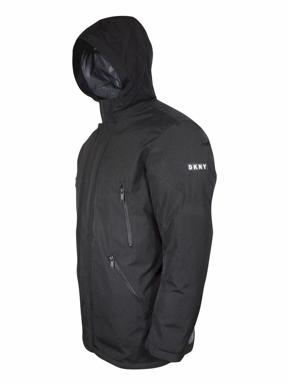 DKNY Men's Full Length Hooded Parka Black DX8OP195 K2