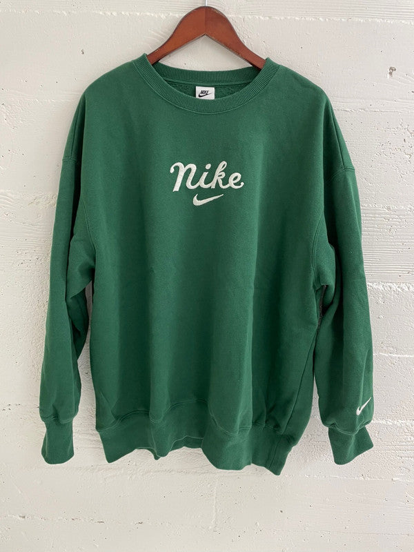 Nike Women's Sportswear Oversized Crewneck Sweatshirt Gorge Green/Night Forest/Sail DZ4625 341 N4