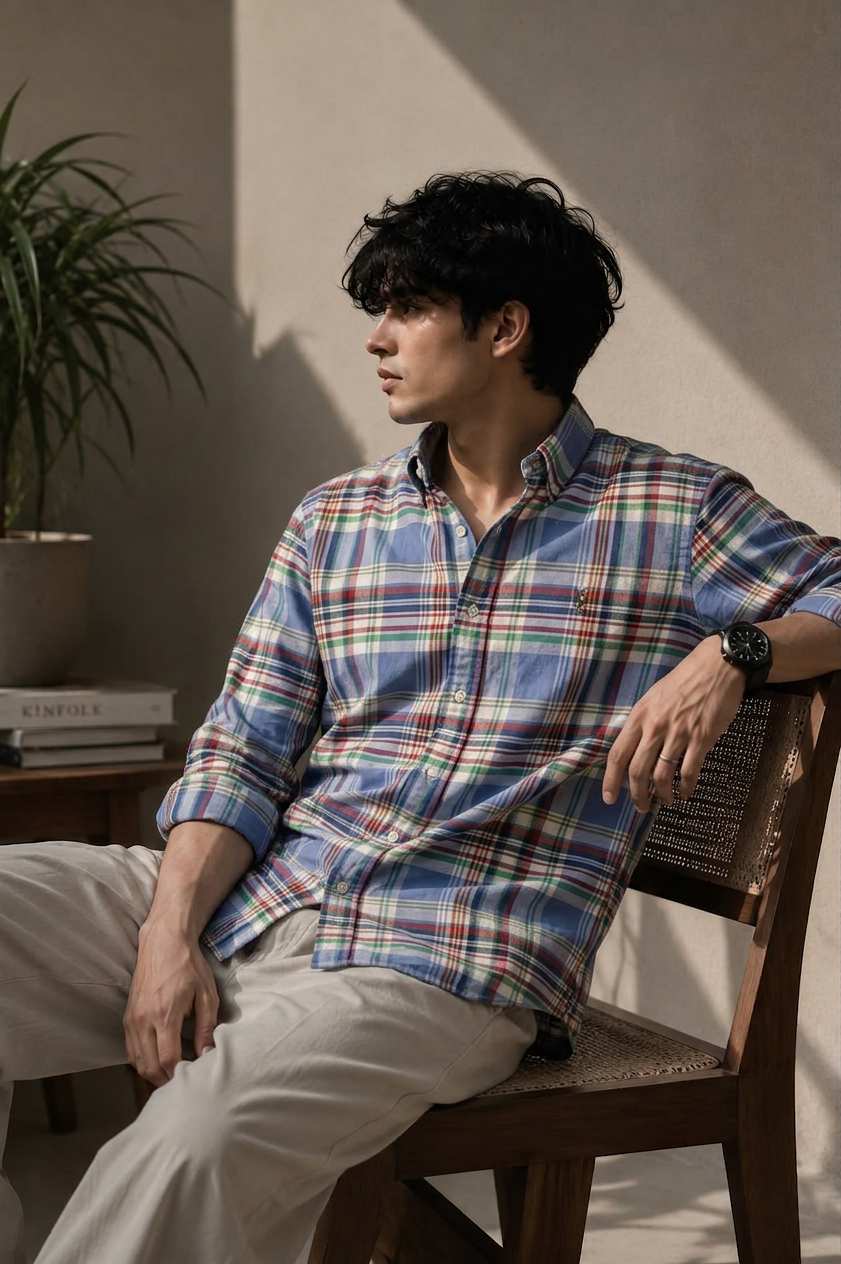 Polo Ralph Lauren Men's Multi Check Slim Fit Long Sleeve Shirt Multi 710843560001 B11