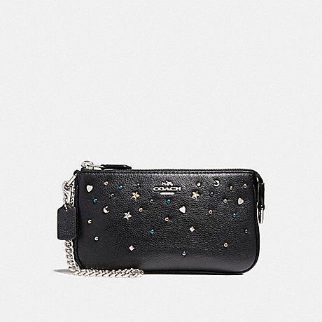 Coach Women's Large Wristlet 19 With Stardust Studs SV/Black F23595 SVBK - APLAZE