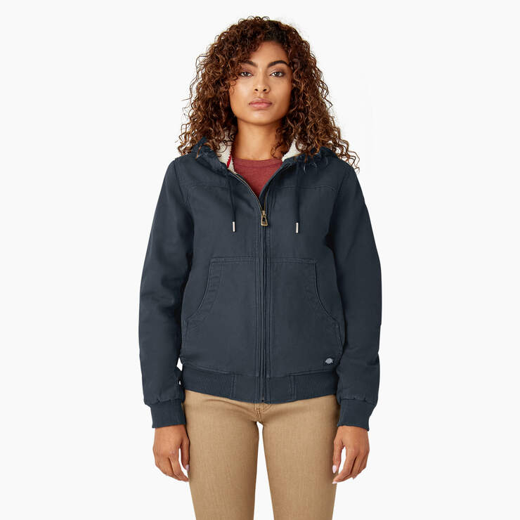 Dickies Women’s Fleece Lined Duck Canvas Jacket Rinsed Diesel Gray FJ700RYG