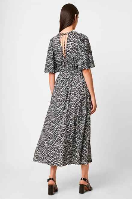 French Connection Akira Drape Printed Dress Ebano/ Silver Blue Mult 71NAO