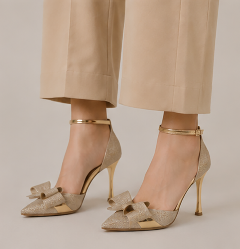 I.N.C Women's Saori Bow Ankle-Strap Pumps Gold Tpu 10018364200