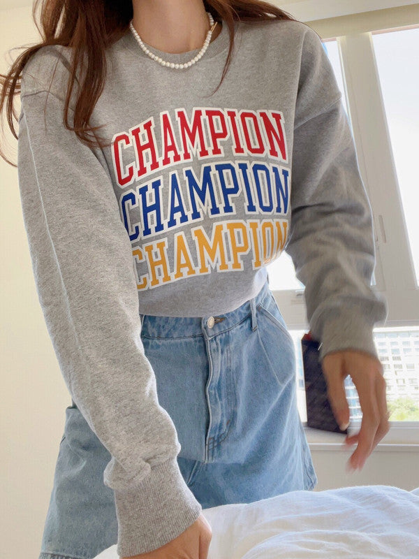 Champion Women's Fleece Pullover Crewneck Sweatshirt Oxford Gray GF535 58601A 023 - APLAZE
