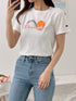 Champion Womens Classic Graphic T-Shirt, Sun Wave White GT18H 5860YA 100
