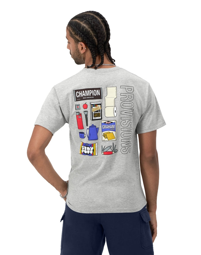 Champion Classic Graphic T-Shirt, Provisions Oxford Grey GT23H 586QJB 806 - APLAZE