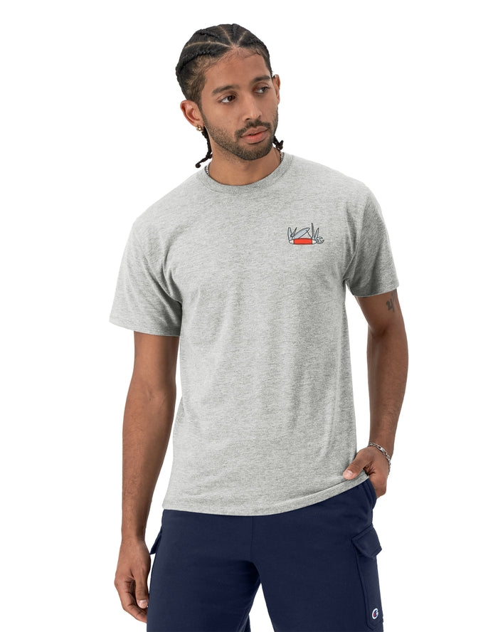 Champion Classic Graphic T-Shirt, Provisions Oxford Grey GT23H 586QJB 806 - APLAZE