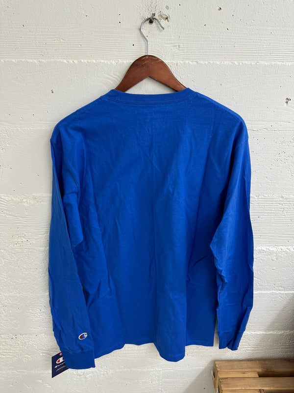 Champion Classic Graphic Long Sleeve Script Logo T-Shirt Bright Royal GT78H Y07718 R0I - APLAZE