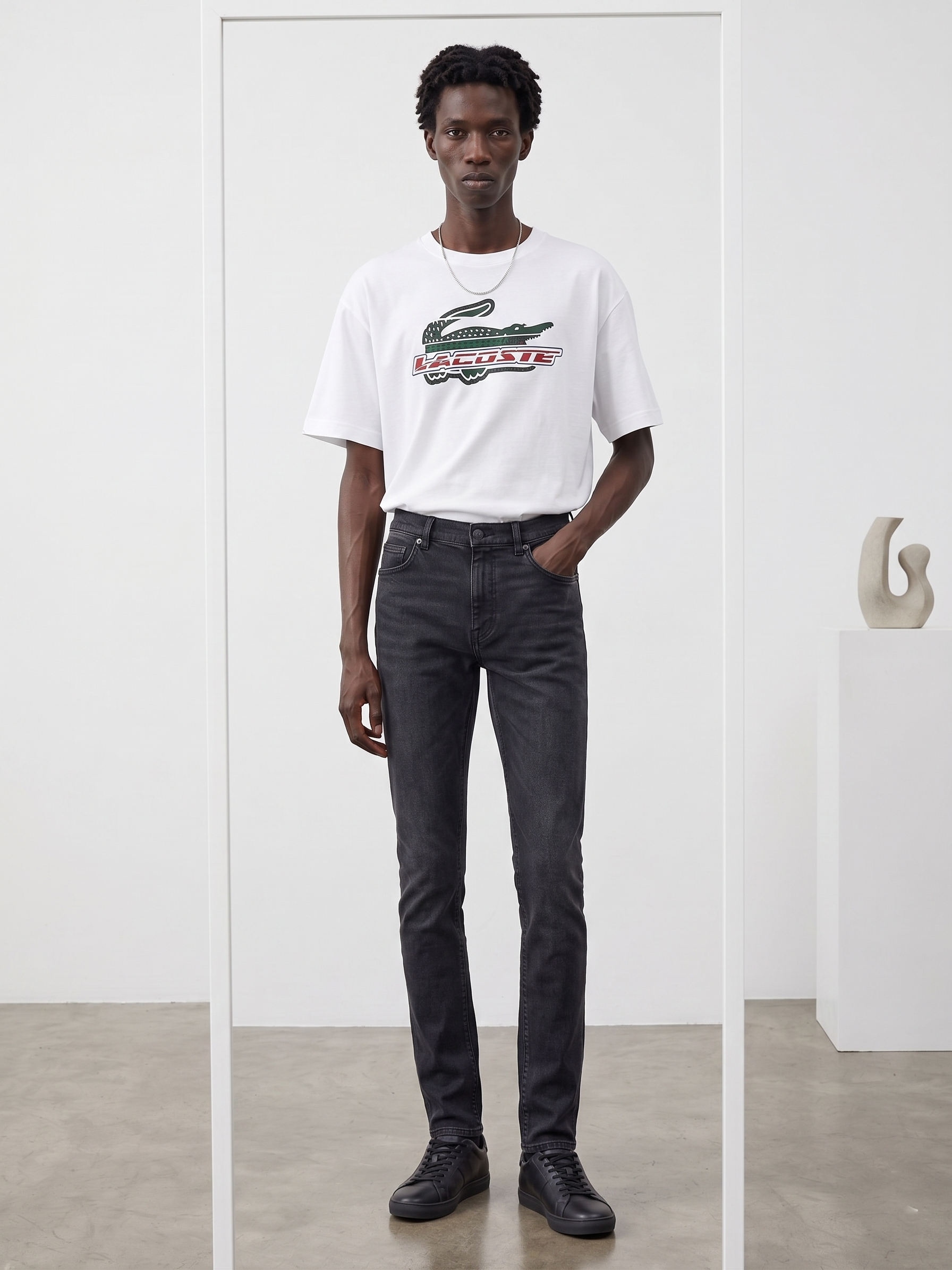 Lacoste Mens Sport Reguer Fit Organic Cotton T-Shirt White TH5156 001