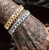 Aplaze Iced Out Cuban Chain Bracelet Gold Silver