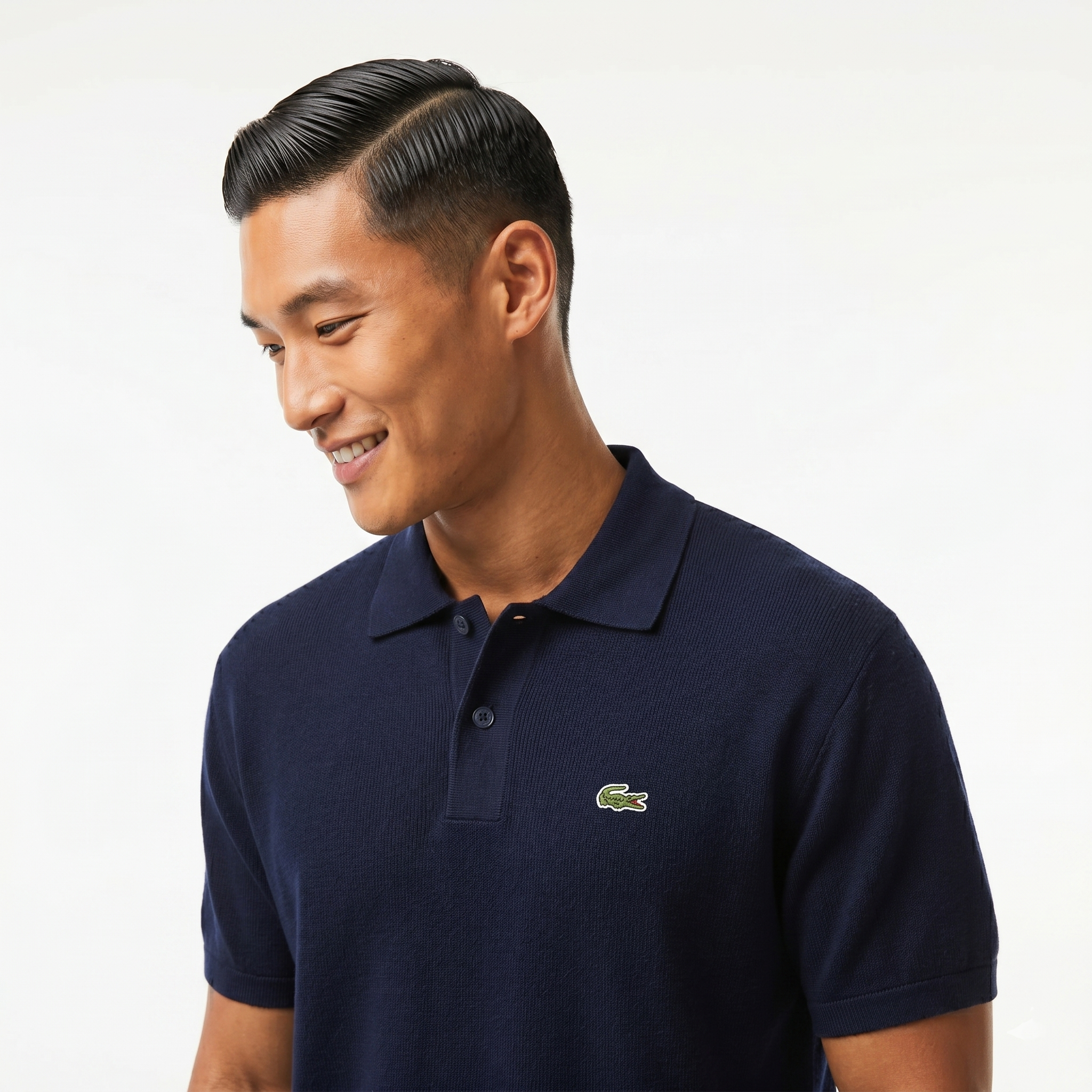 Lacoste Men's Organic Cotton Polo Neck Sweater Navy Blue AH7642 423