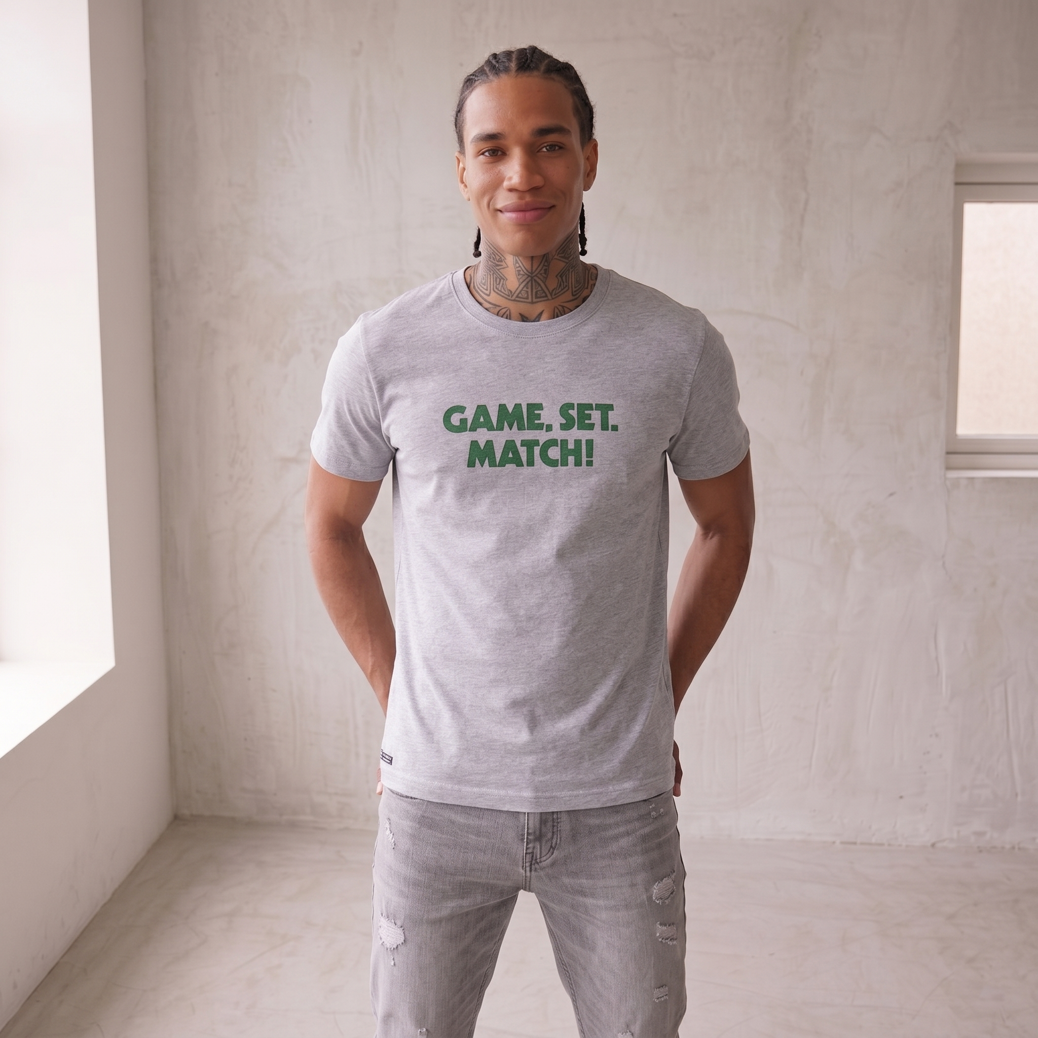 Lacoste Unisex PIQUÉ Effect Slogan Cotton Jersey T-shirt Silver Chine TH0134 CCA