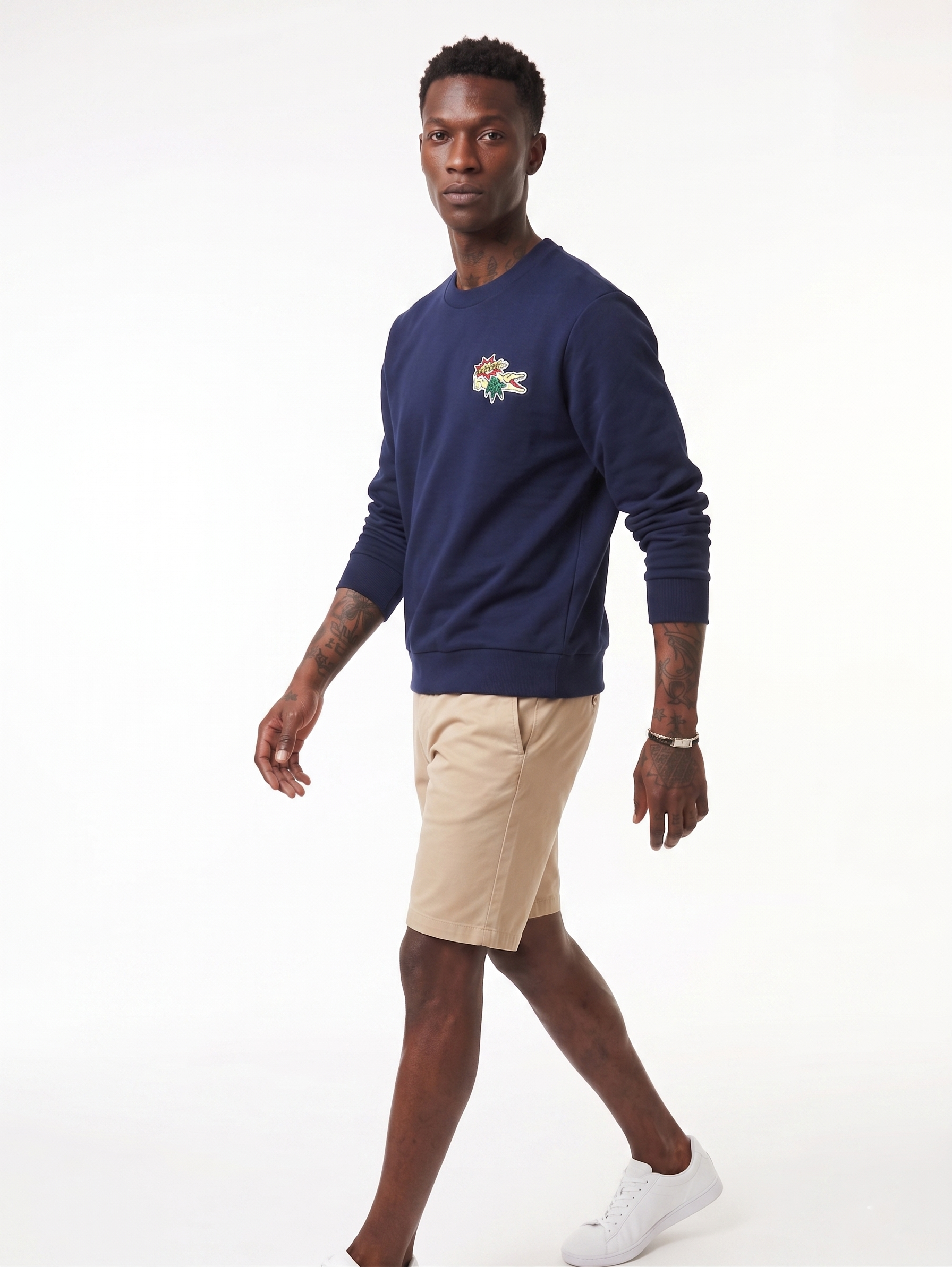 Lacoste Men's Holiday Badge Organic Cotton Sweatshirt Navy Blue SH1359 166