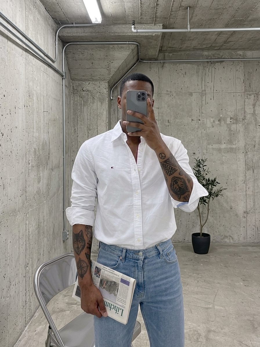 Tommy Hilfiger Custom Fit Shirt In Classic Cotton Bright White 78B7122 112