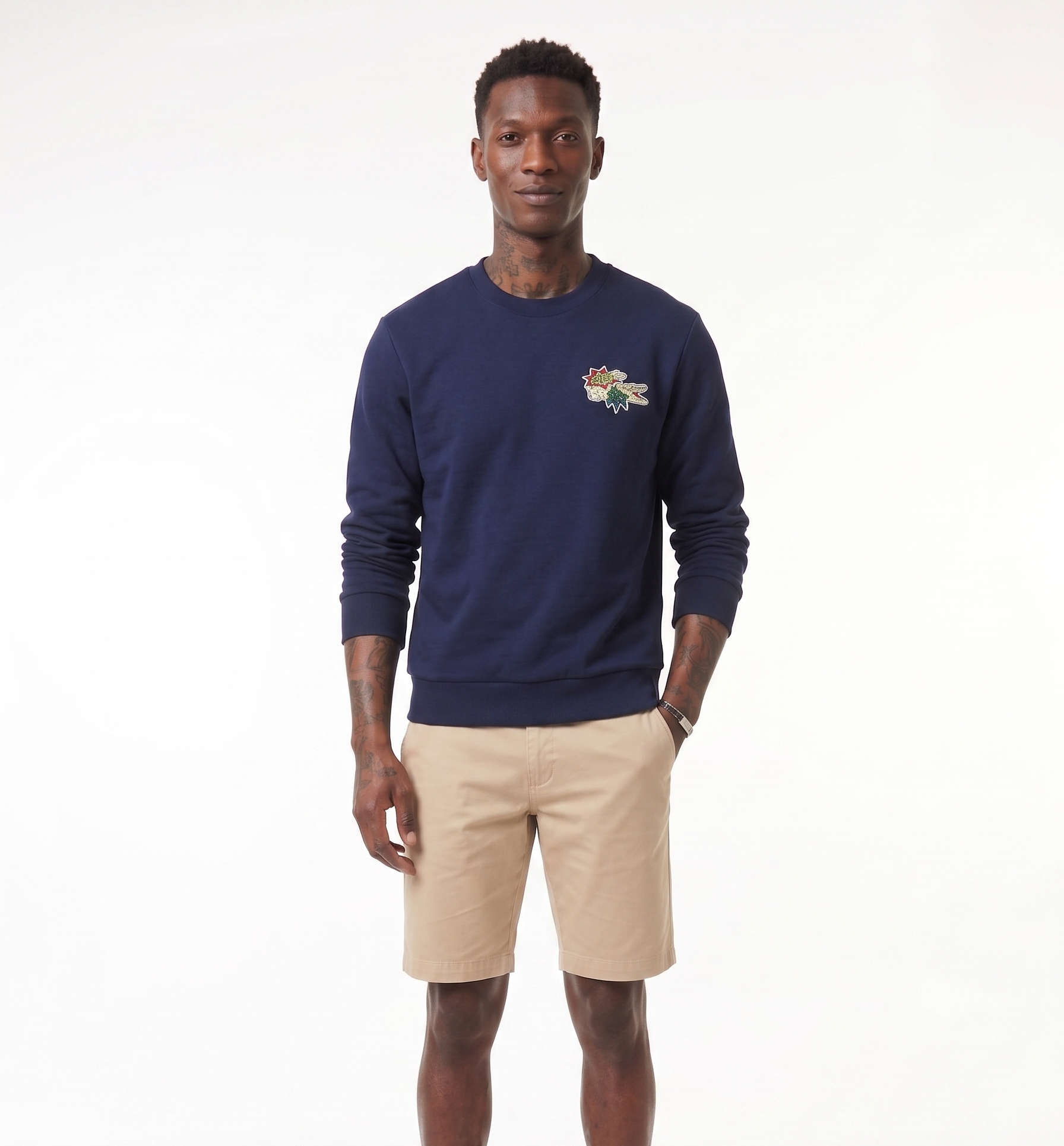 Lacoste Men's Holiday Badge Organic Cotton Sweatshirt Navy Blue SH1359 166