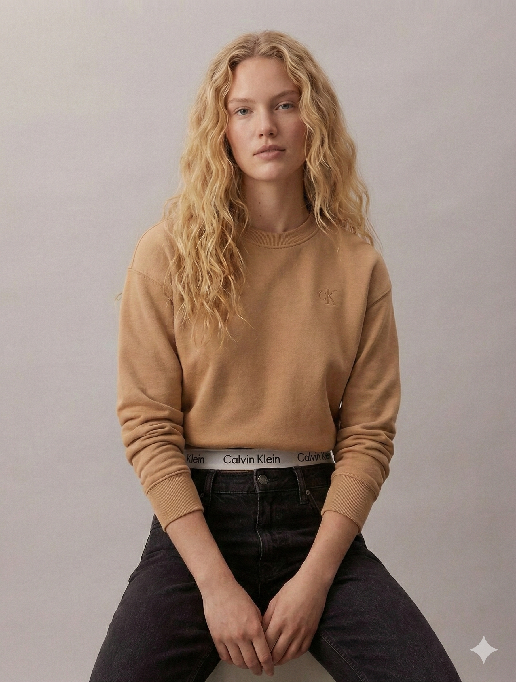 Calvin Klein Women’s Archive Logo Fleece Relaxed Sweatshirt Amphora 47B236G 200