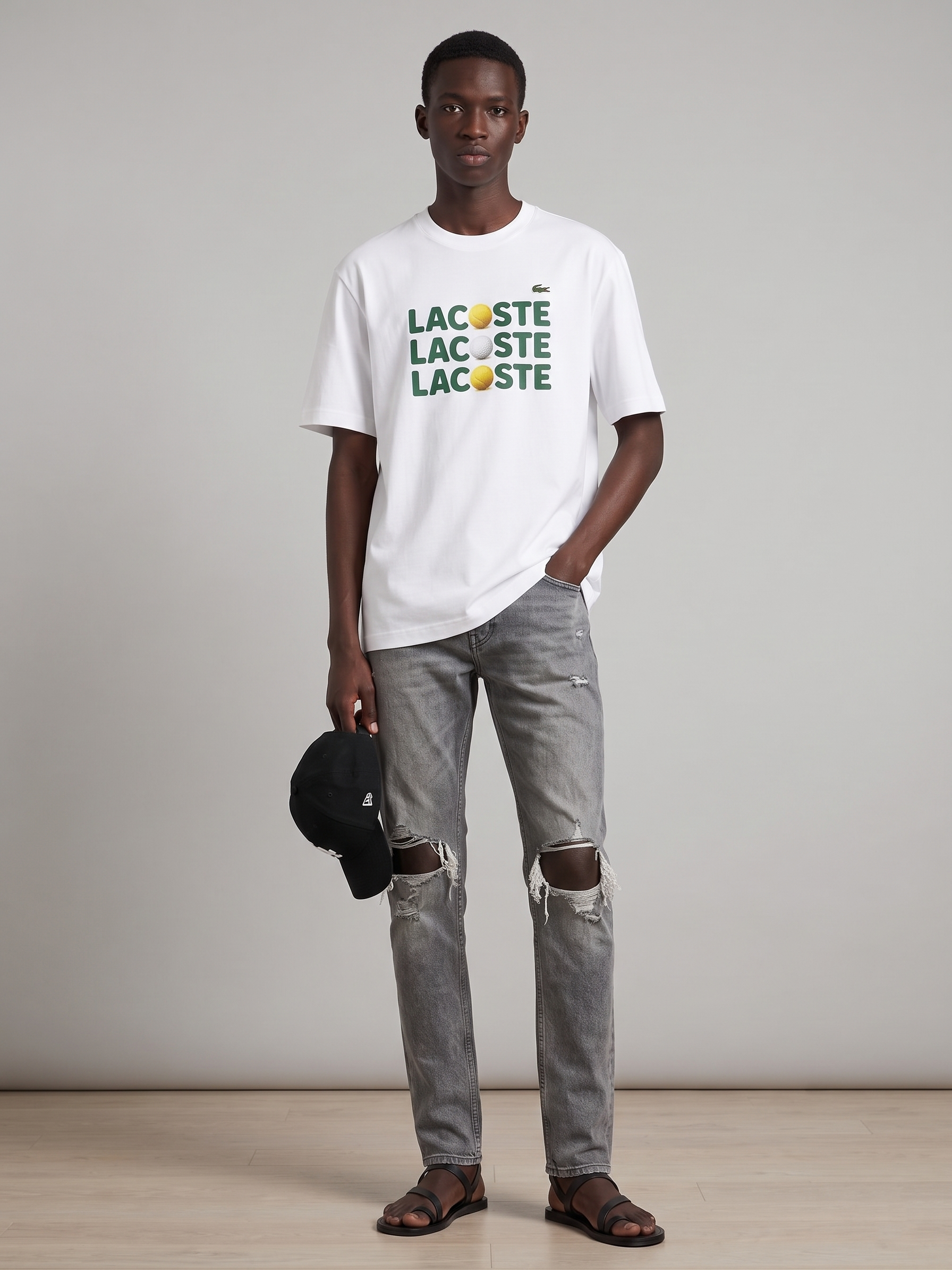 Lacoste Men's Heavy Cotton Ball Print T-Shirt White TH7370 001