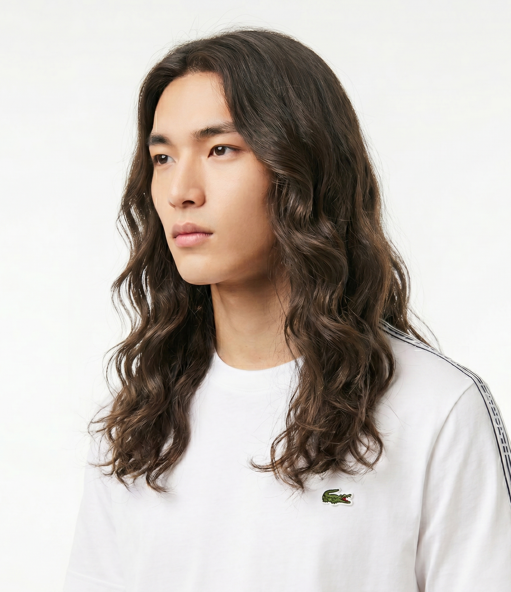 Lacoste Mens Lacoste Reguer Fit Logo Stripe T-shirt White TH5071 001