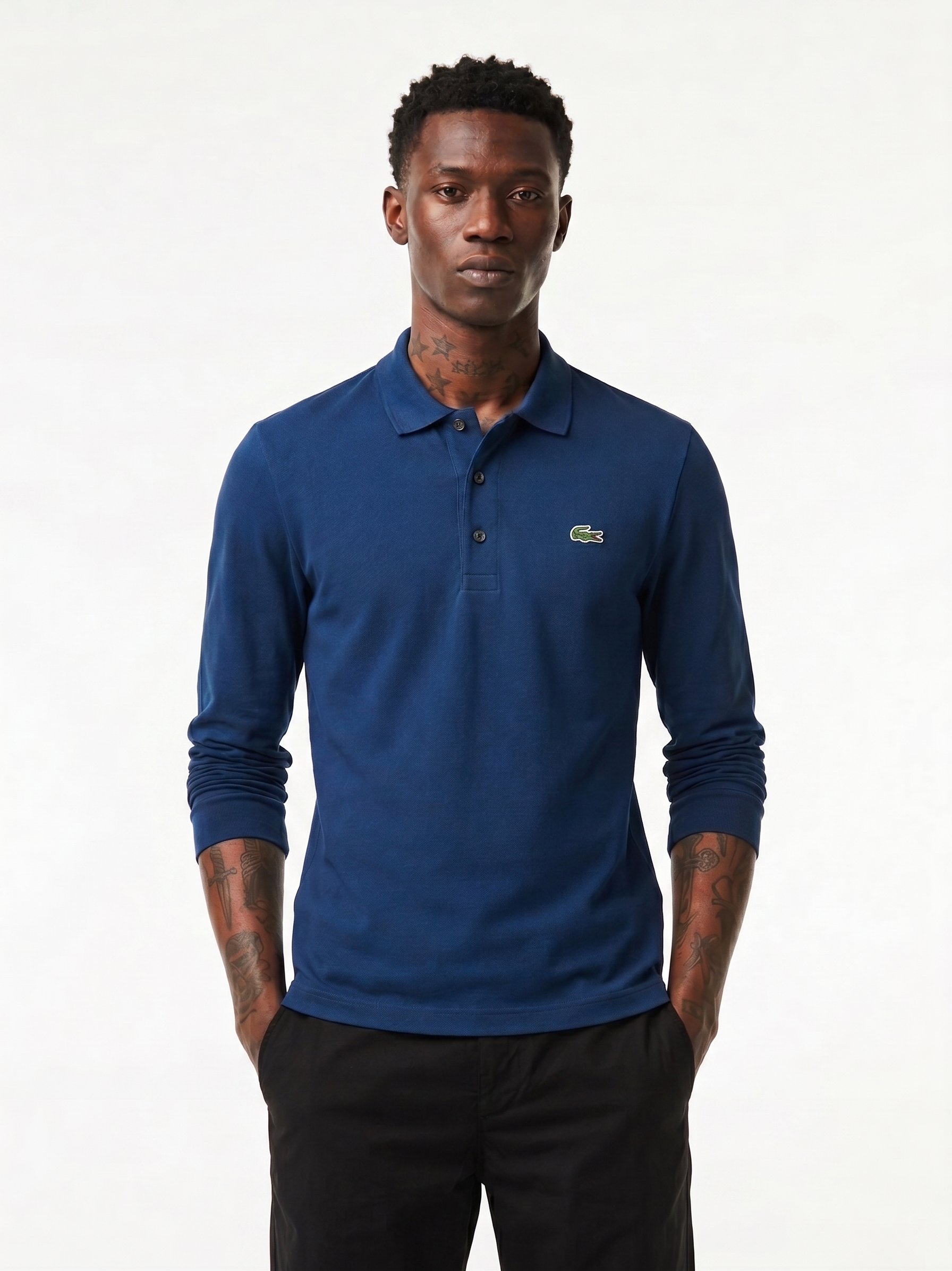 Lacoste Men's Long Sleeve Classic Pique Polo T-Shirt Globe L1312 HBM