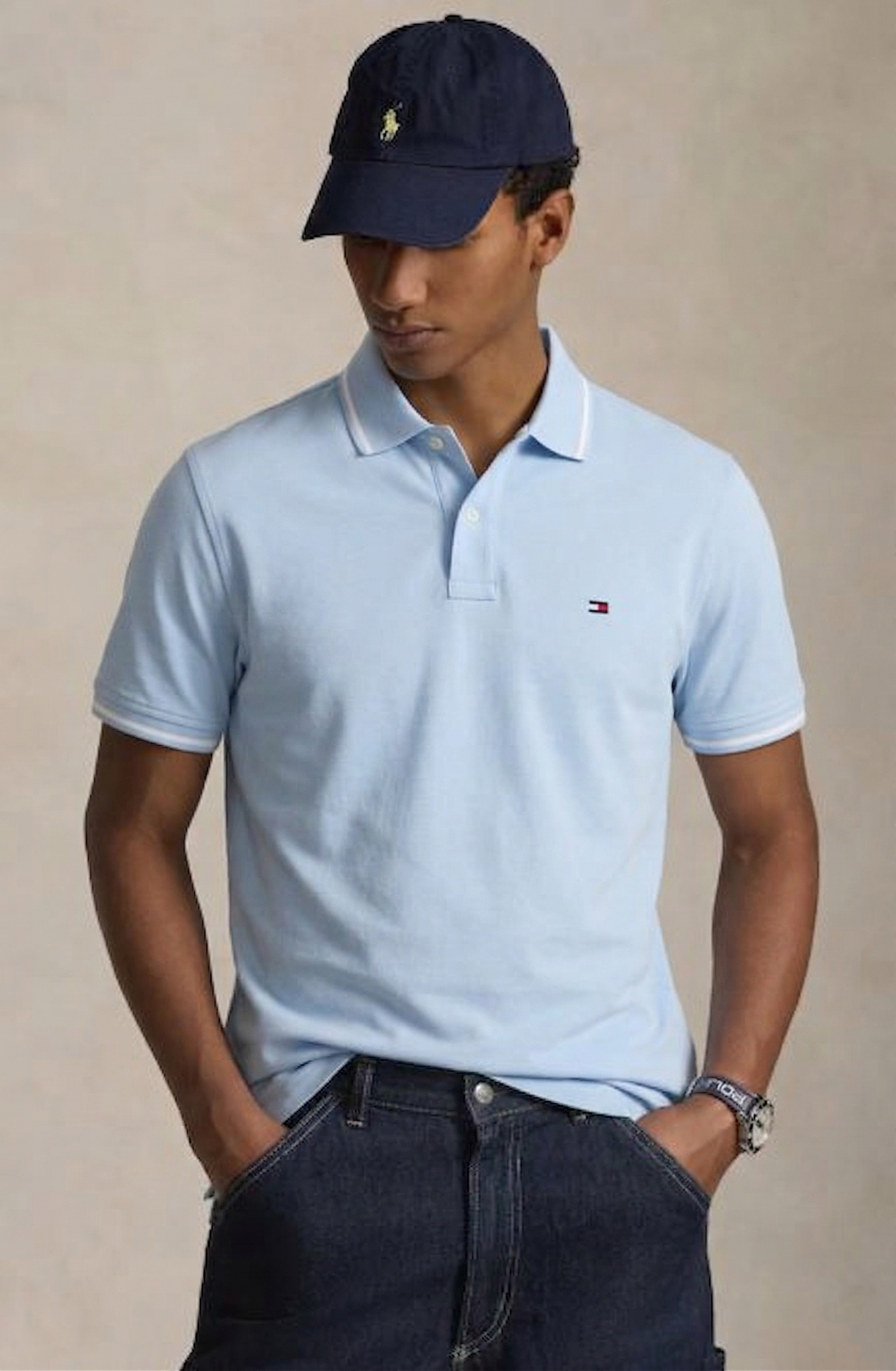 Tommy Hilfiger Men's Richard Tipped Short Sleeve Polo CF Breezy Blue 78J8752 451