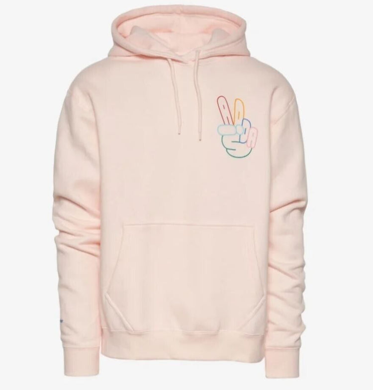 Adidas Men's Originals Peace Sign Trefoil Hoodie Pink HD5263 D1