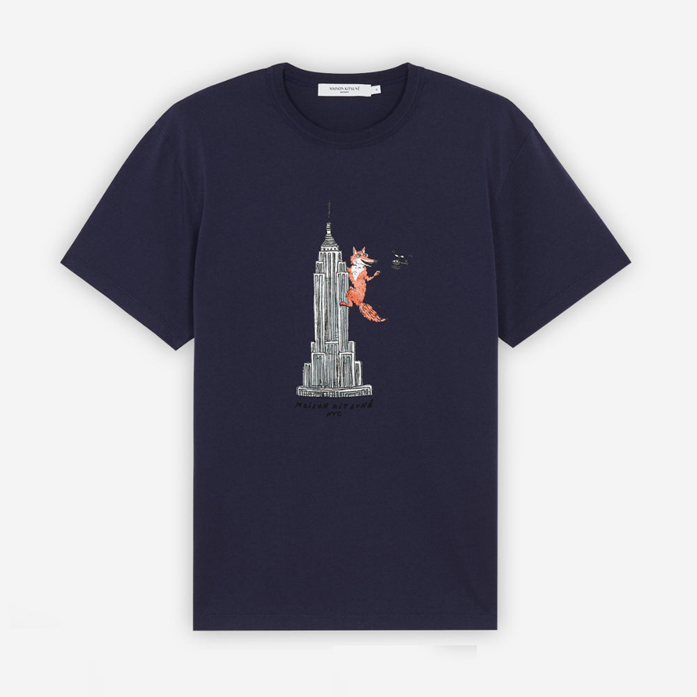 Maison Kitsune Oly Empire Fox Classic T-Shirt Navy Blue IU00163KJ0008 P491