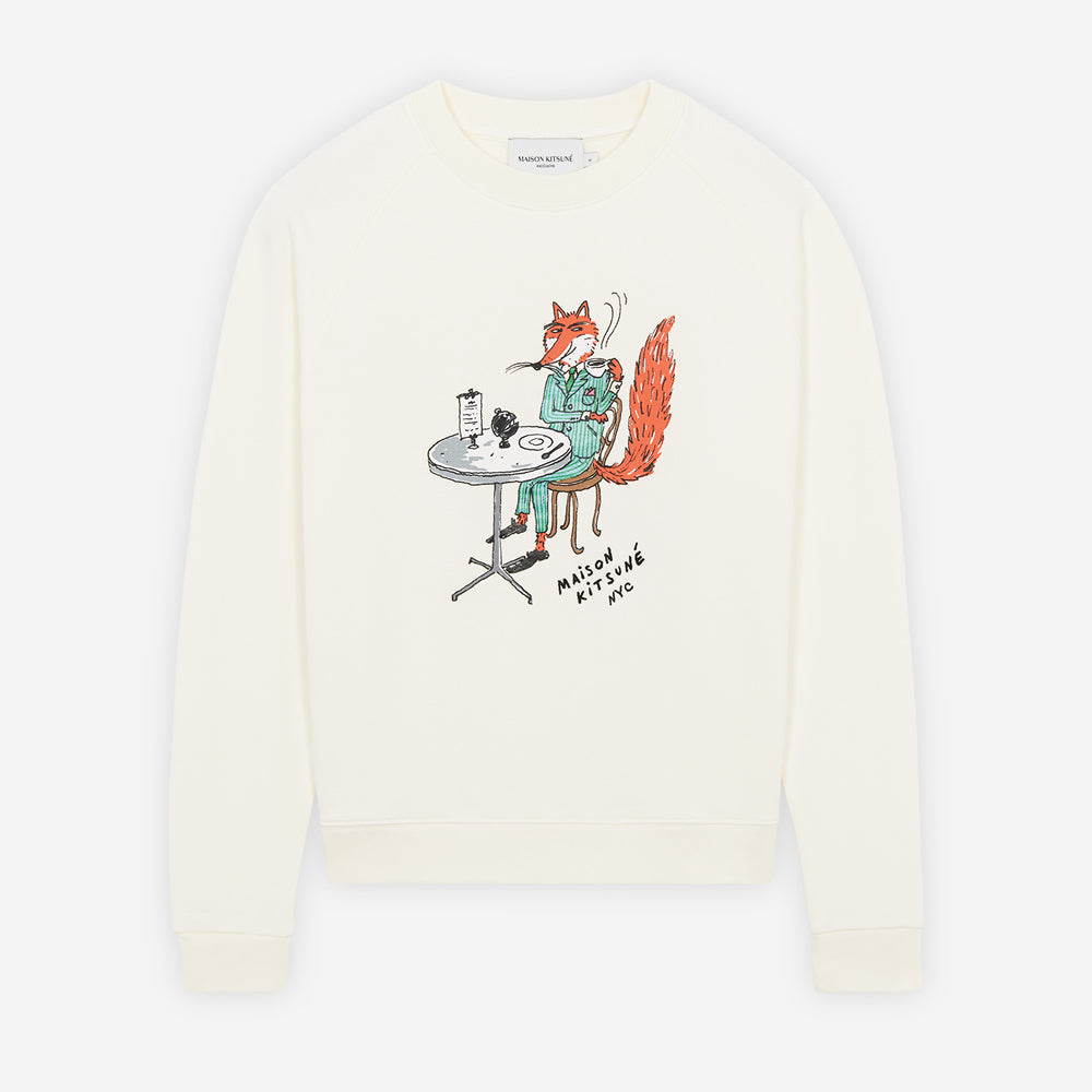 Maison Kitsune Women's Oly Coffee Fox Vintage Sweatshirt Ecru IW00305KM0001 P701