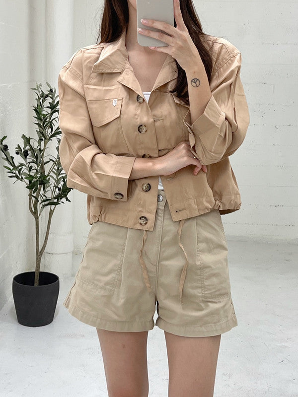 Tommy Hilfiger Women's Drawstring Trucker Jacket Ginseng J2BC0716 GIG T8
