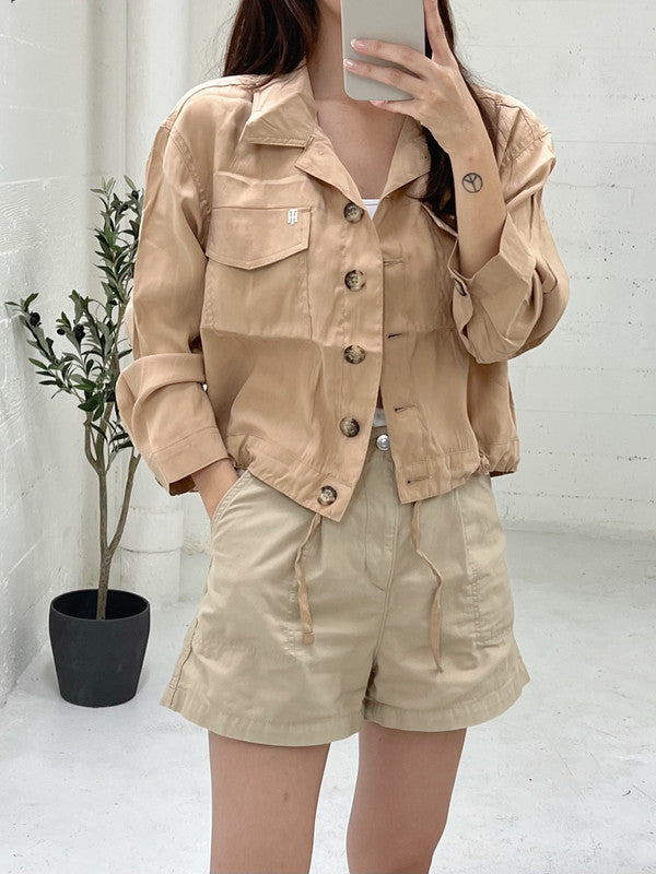 Tommy Hilfiger Women's Drawstring Trucker Jacket Ginseng J2BC0716 GIG T8