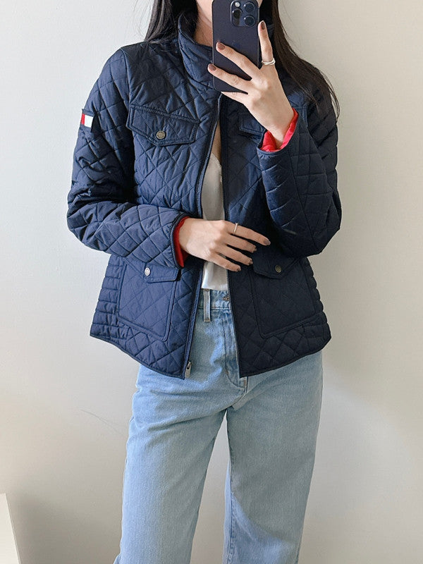 Tommy Hilfiger Women's Quilted Zip-Up Jacket Sky Captain J2XJ0712 SYZ T8
