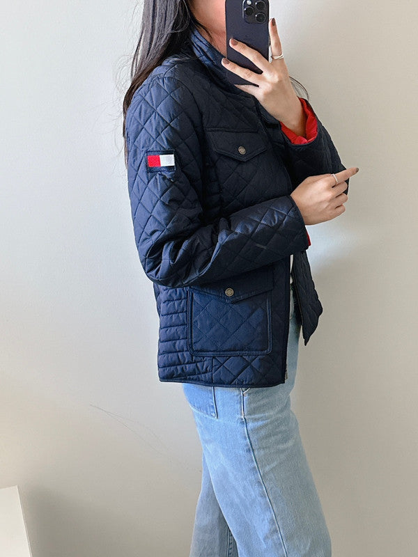 Tommy Hilfiger Women's Quilted Zip-Up Jacket Sky Captain J2XJ0712 SYZ T8