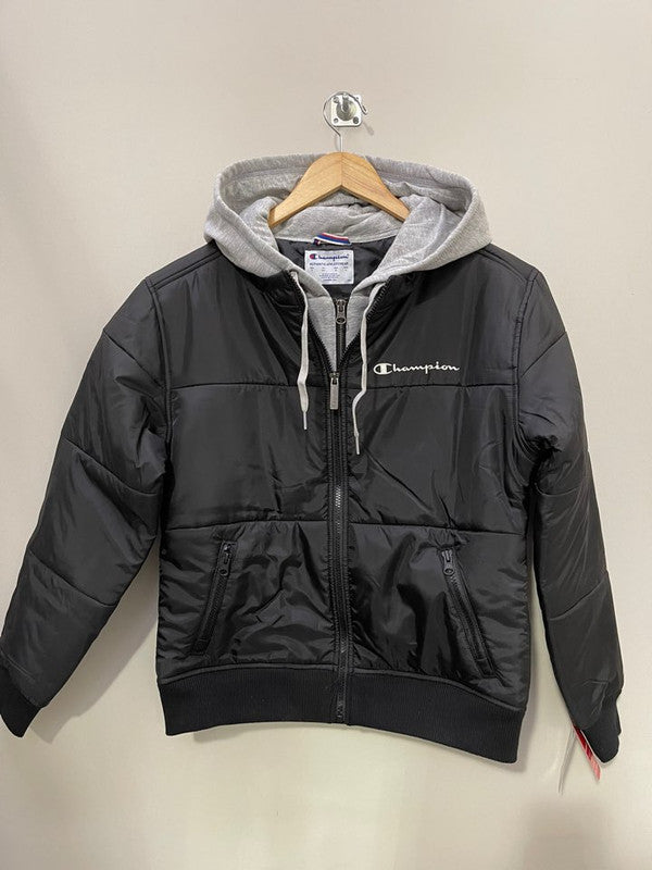 Champion Stadium Puffer Jacket Withe Hood Black J4381 549707 001 - APLAZE