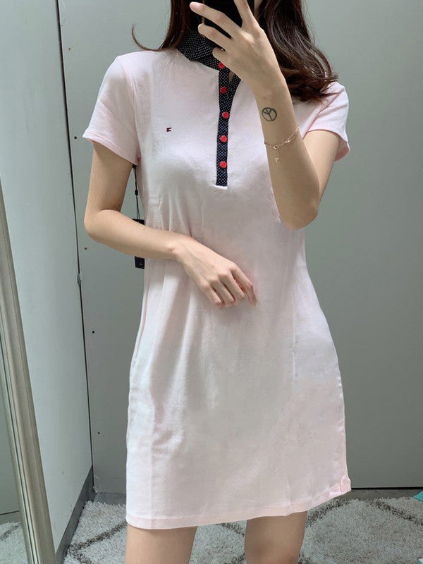 Tommy Hilfiger Women's Polo Shift Dress Ballerina Pink J9JD0405 8P6 T1