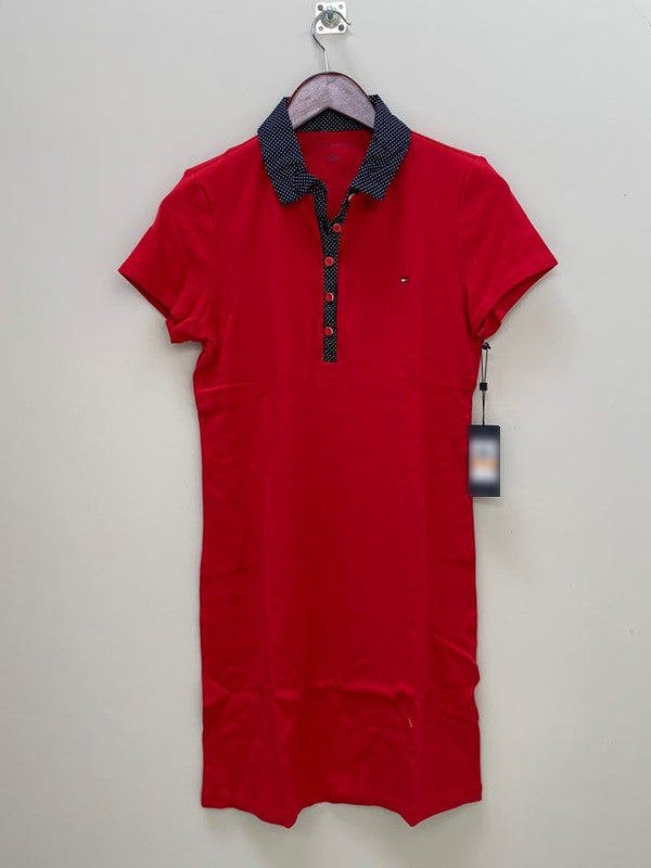 Tommy Hilfiger Women's Polo Shift Dress Scarlet J9JD0405 SCA T1