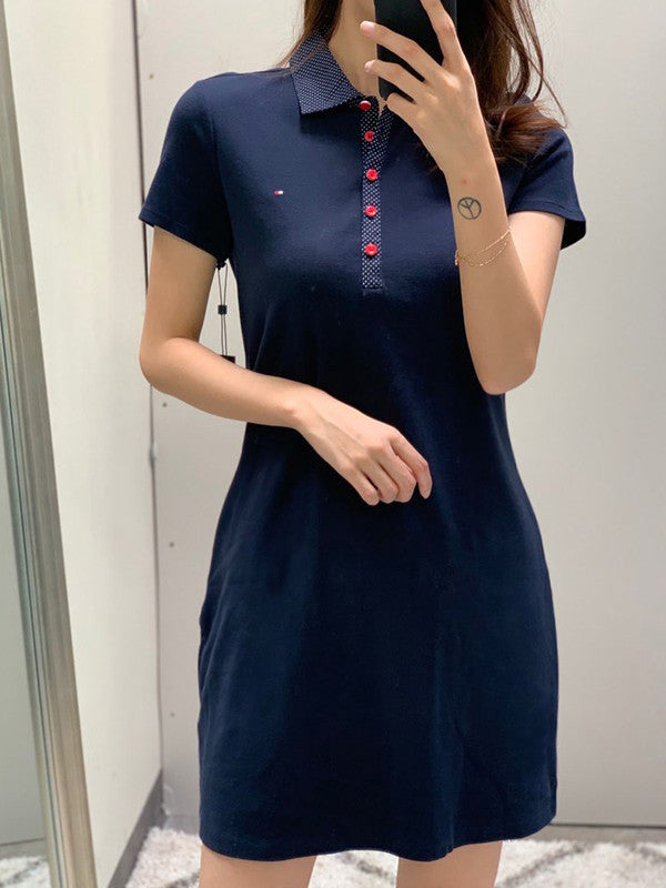 Tommy Hilfiger Women's Polo Shift Dress Sky Captain J9JD0405 SYZ T1
