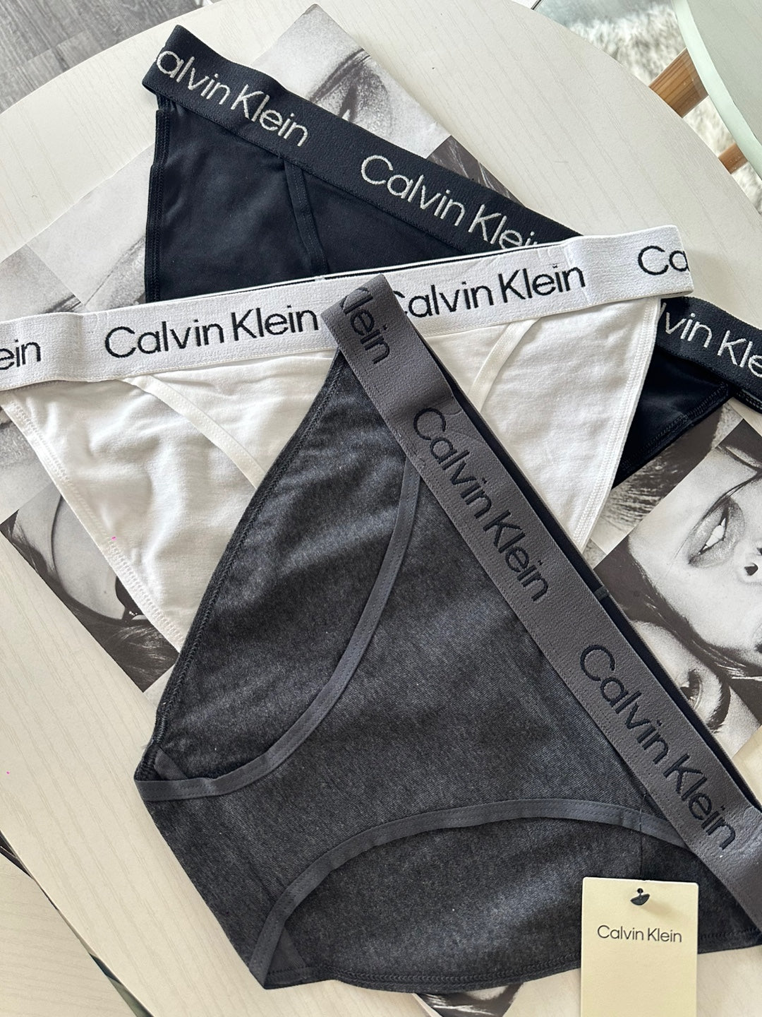 Calvin Klein Women's String Bikini 3PK Black / White / Charcoal Heather QP2960O 021