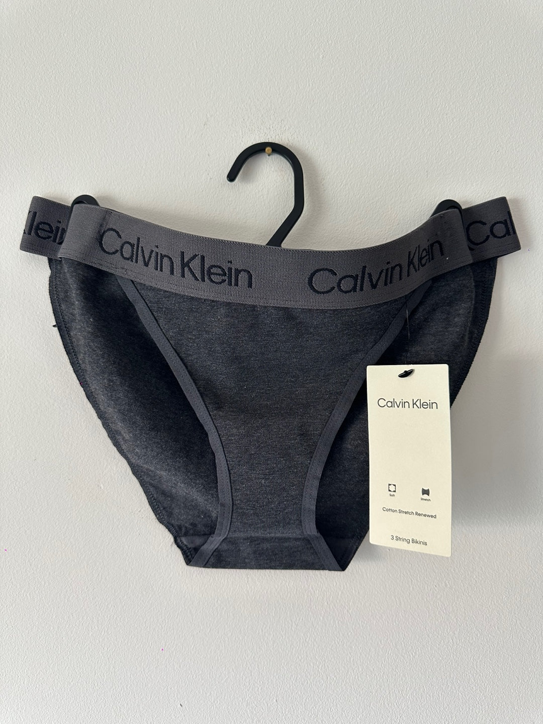 Calvin Klein Women's String Bikini 3PK Black / White / Charcoal Heather QP2960O 021