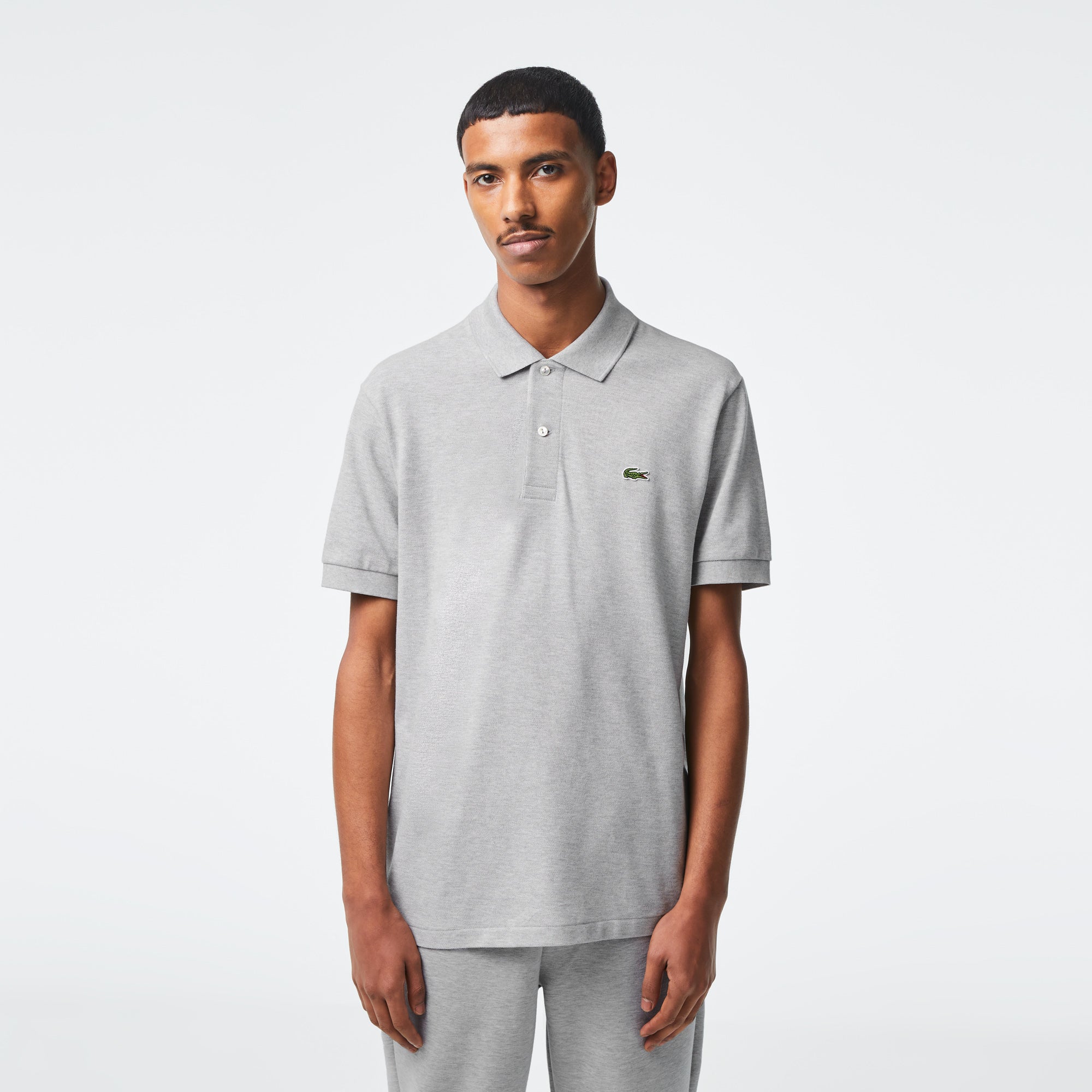 Lacoste Men's Original L.12.12 Heathered Petit Piqu Cotton Polo Grey Chine L1264 CCA - APLAZE